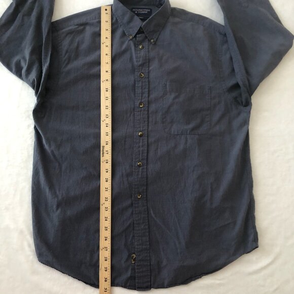 Roundtree and Yorke Poplin Men L Blue-Grey Long Sleeve Button Down Shirt - Picture 6 of 7